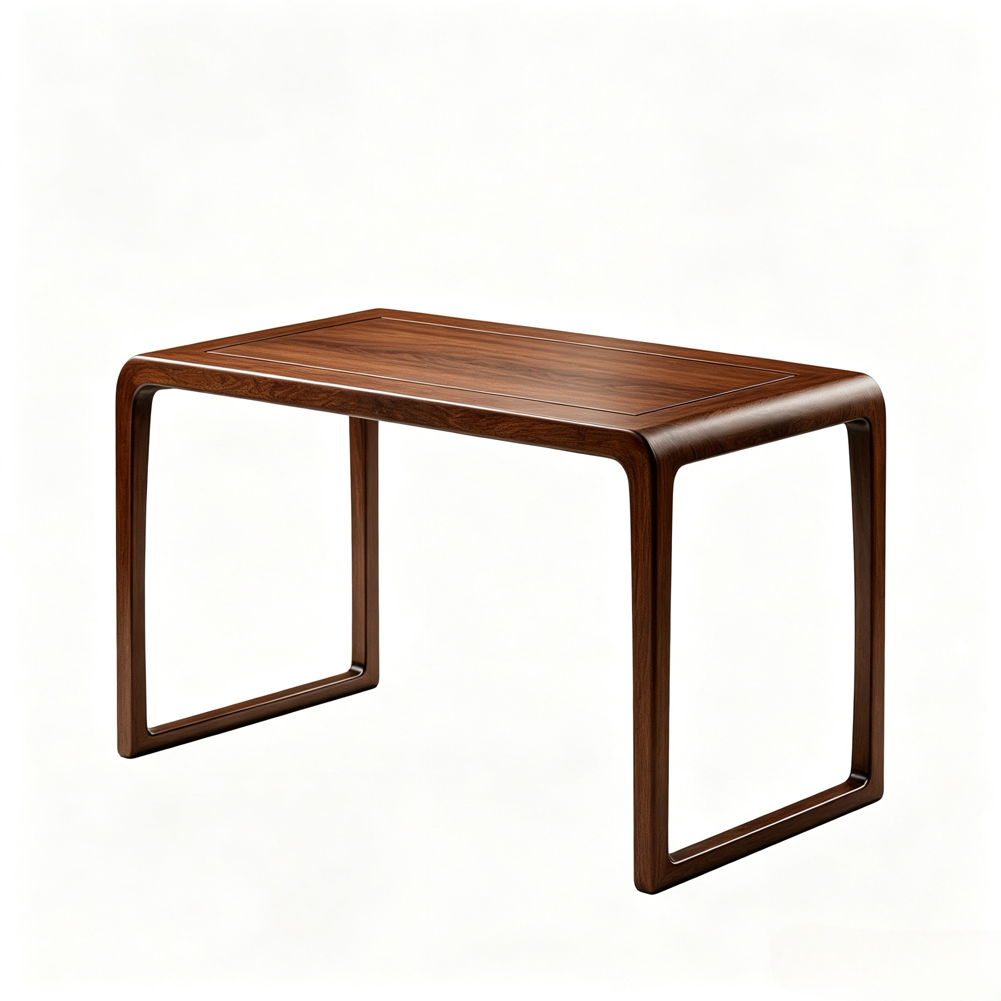Solid Old Elm Wood Mortise & Tenon Desk, Integrated Rounded Frame Wabi Sabi Japandi Writing Table for Home Office